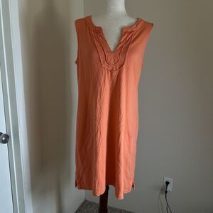 Lands’ End Women's Sleeveless Orange 100% Cotton Dress Sz M 10-12